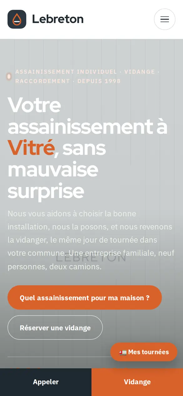 Le modèle assainissement sur téléphone