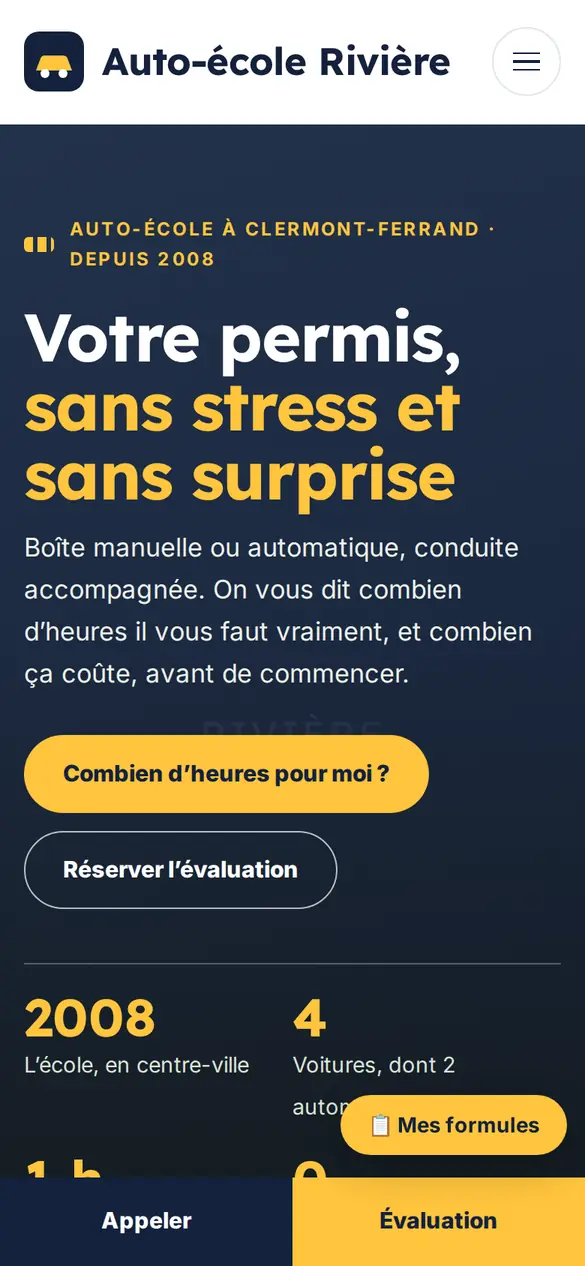 Le modèle auto-école sur téléphone
