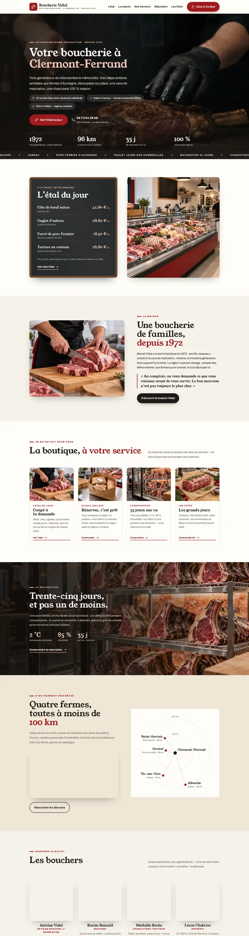 Page d'accueil complète du modèle boucherie charcuterie