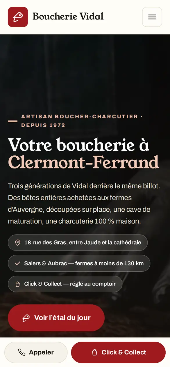 Le modèle boucherie charcuterie sur téléphone
