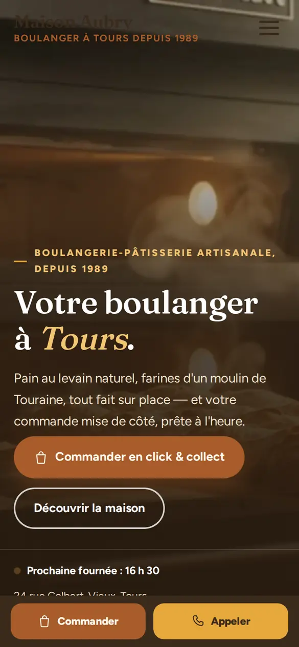 Le modèle boulangerie pâtisserie sur téléphone