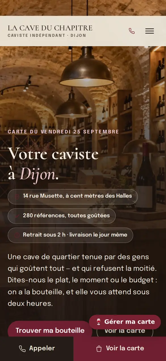 Le modèle caviste sur téléphone