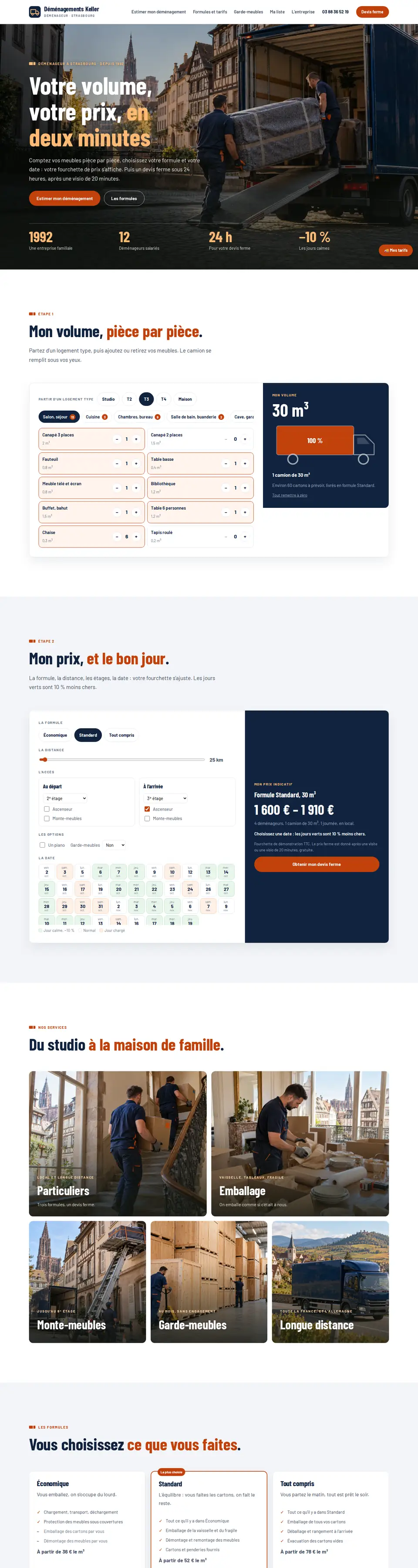 Page d'accueil complète du modèle déménageur