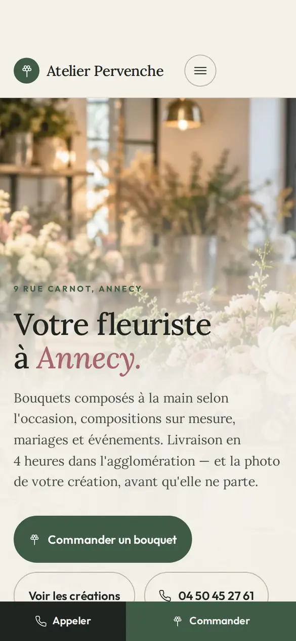 Le modèle fleuriste sur téléphone