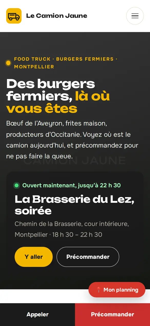Le modèle food truck sur téléphone