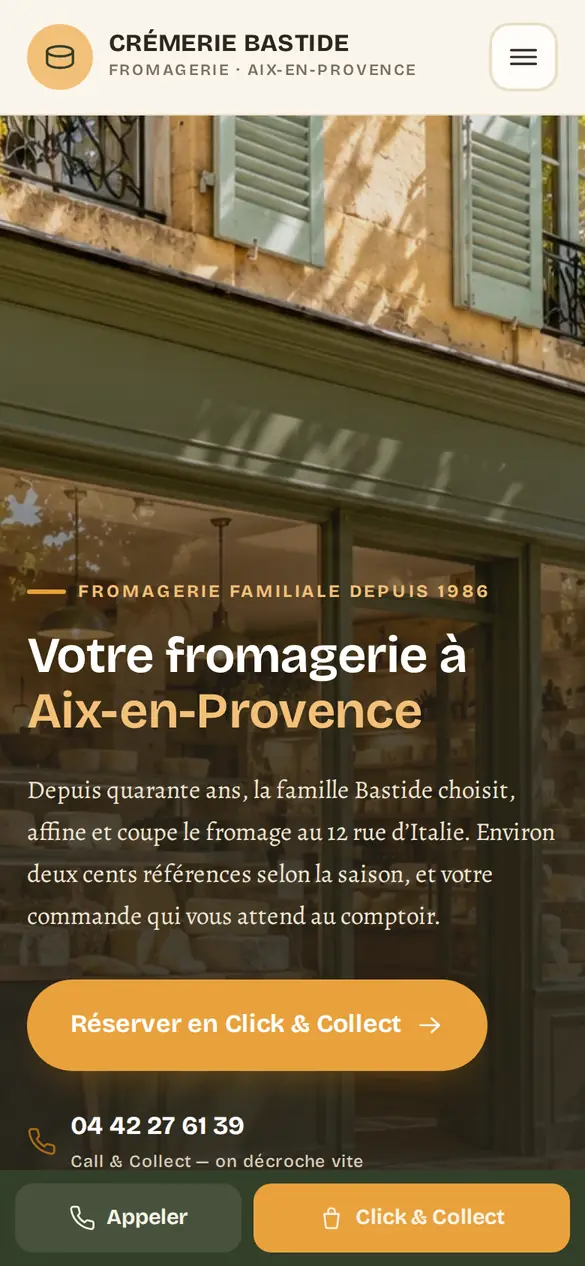 Le modèle fromagerie sur téléphone