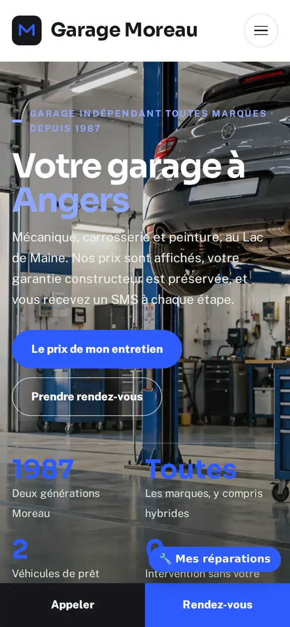 Le modèle garage automobile sur téléphone