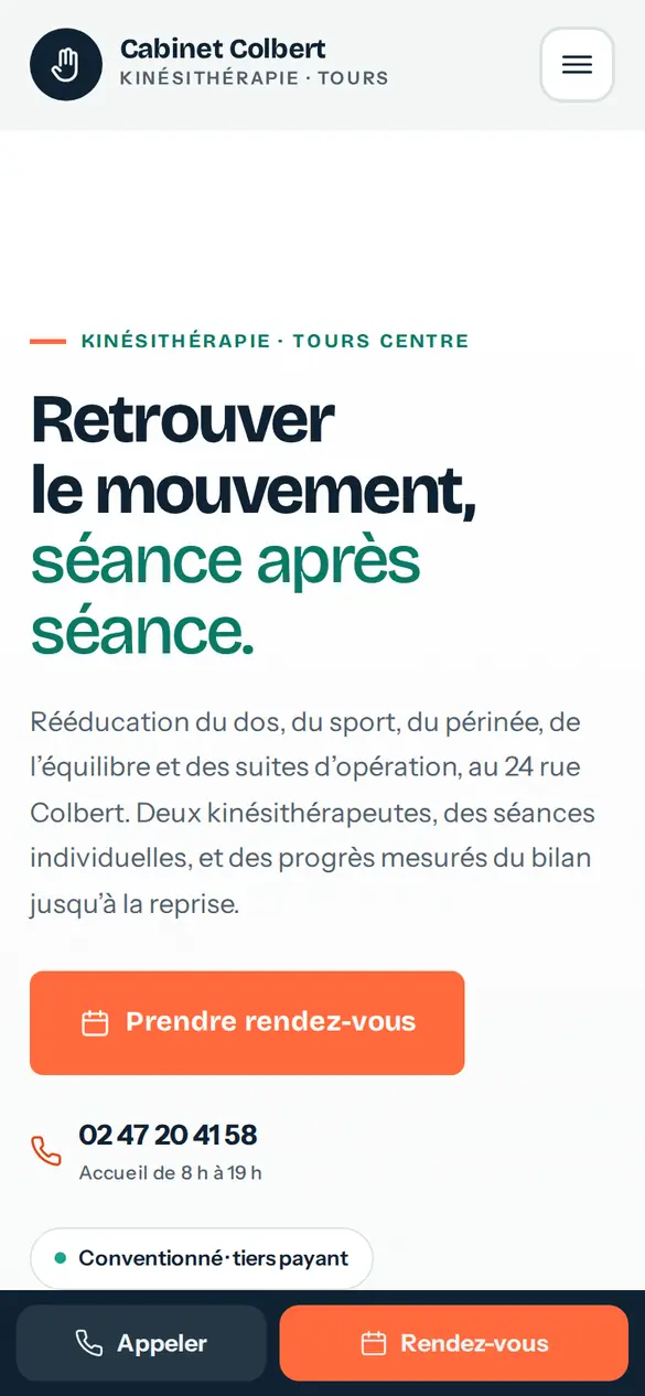Le modèle kinésithérapeute sur téléphone