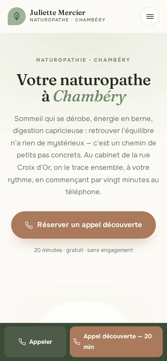 Le modèle naturopathe sur téléphone