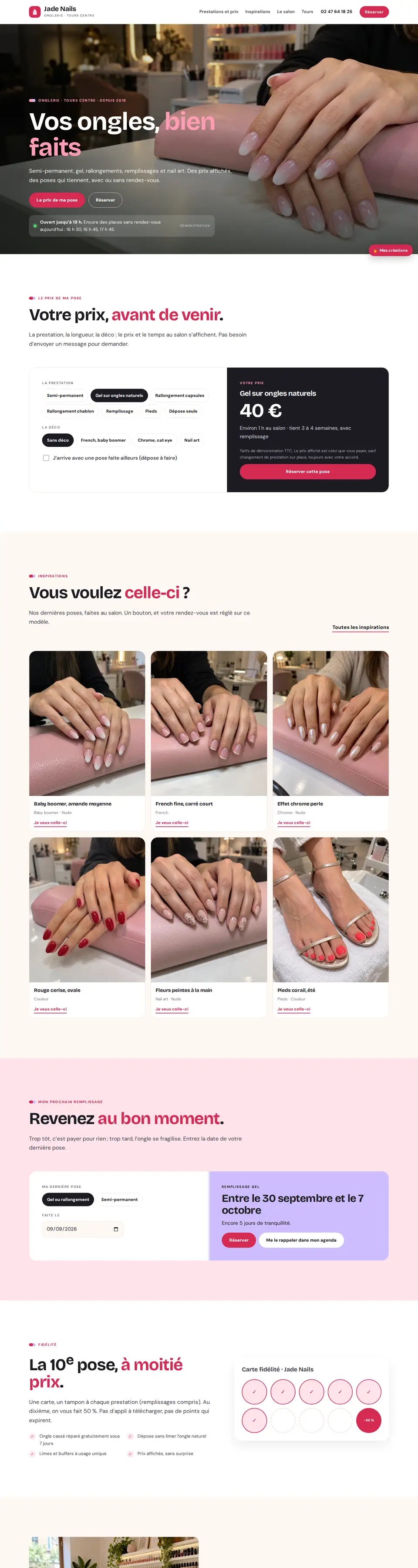 Page d'accueil complète du modèle prothésiste ongulaire