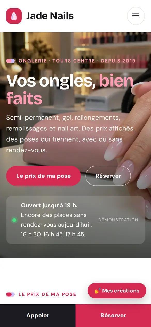 Le modèle prothésiste ongulaire sur téléphone