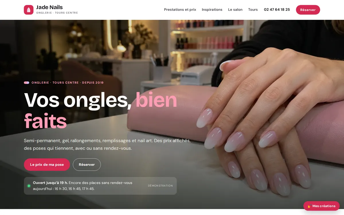 Capture du modèle de site prothésiste ongulaire : page d'accueil sur ordinateur