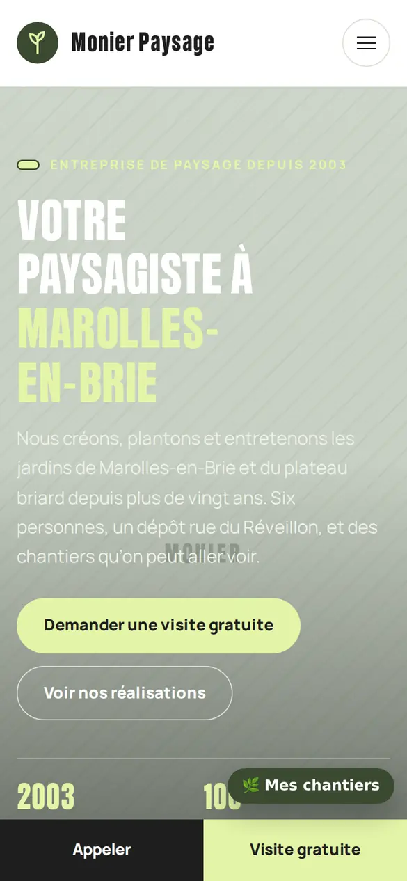 Le modèle paysagiste sur téléphone