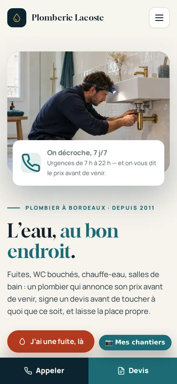Le modèle plombier sur téléphone