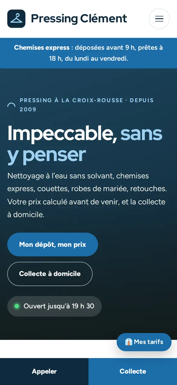 Le modèle pressing sur téléphone