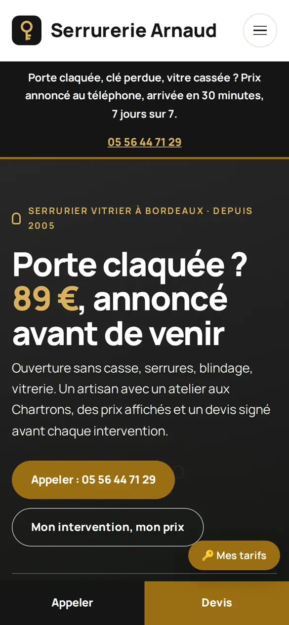 Le modèle serrurier sur téléphone