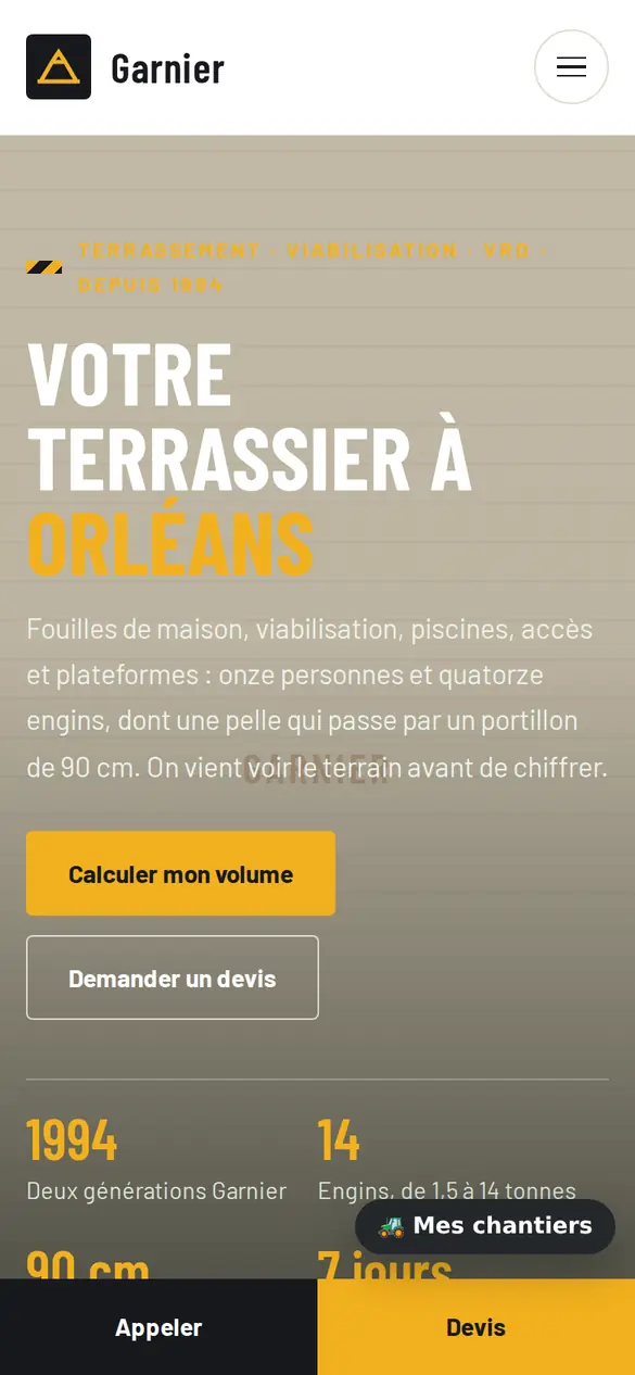 Le modèle terrassement sur téléphone