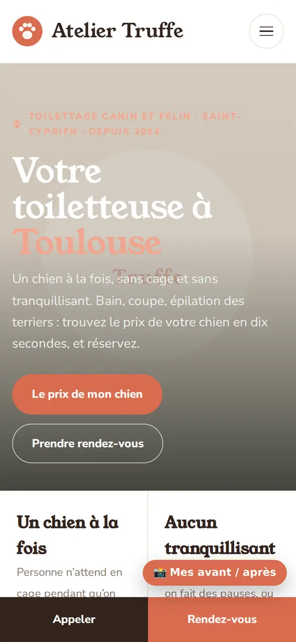 Le modèle toiletteur sur téléphone