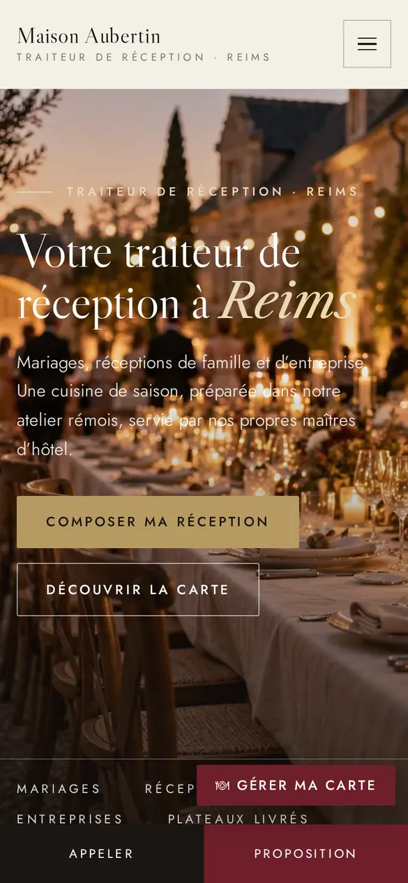 Le modèle traiteur de réception sur téléphone